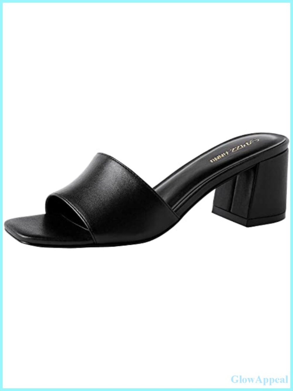Women's Square Open Toe Low Block Heel Slide Sandals PU Comfortable Casual